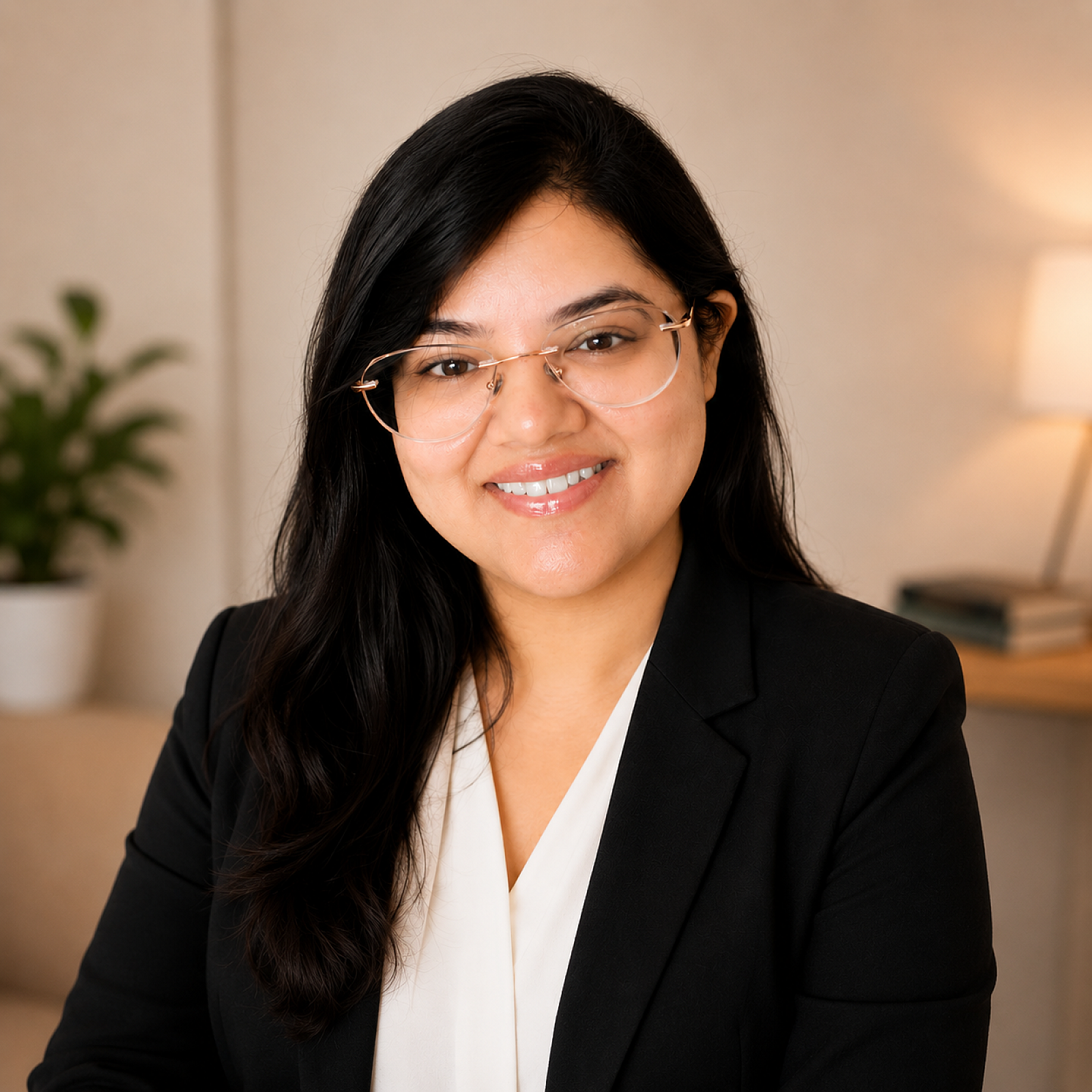 Mitali Mehta at her desk — good financial decisions today create freedom tomorrow
